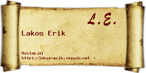 Lakos Erik névjegykártya